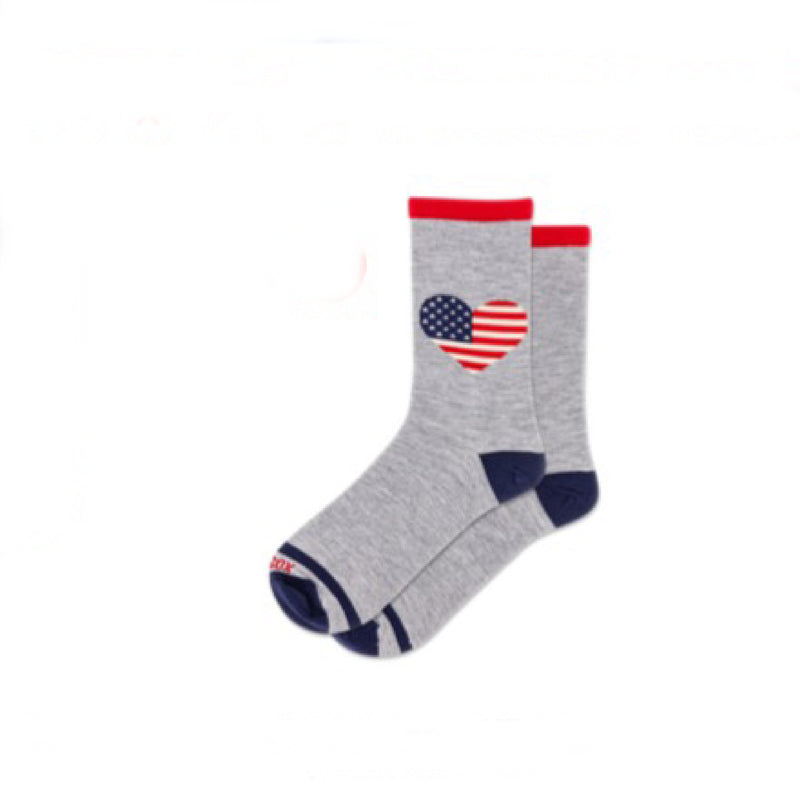 HotSox Americana Heart Womens Crew Made in the USA