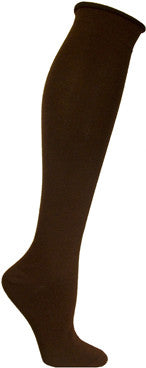 Ozone Basics High Zone Socks in Cafe Brown is a Knee High Sock.  It features a Roll Top Band Cuff that will not slip down unless you want to roll it.