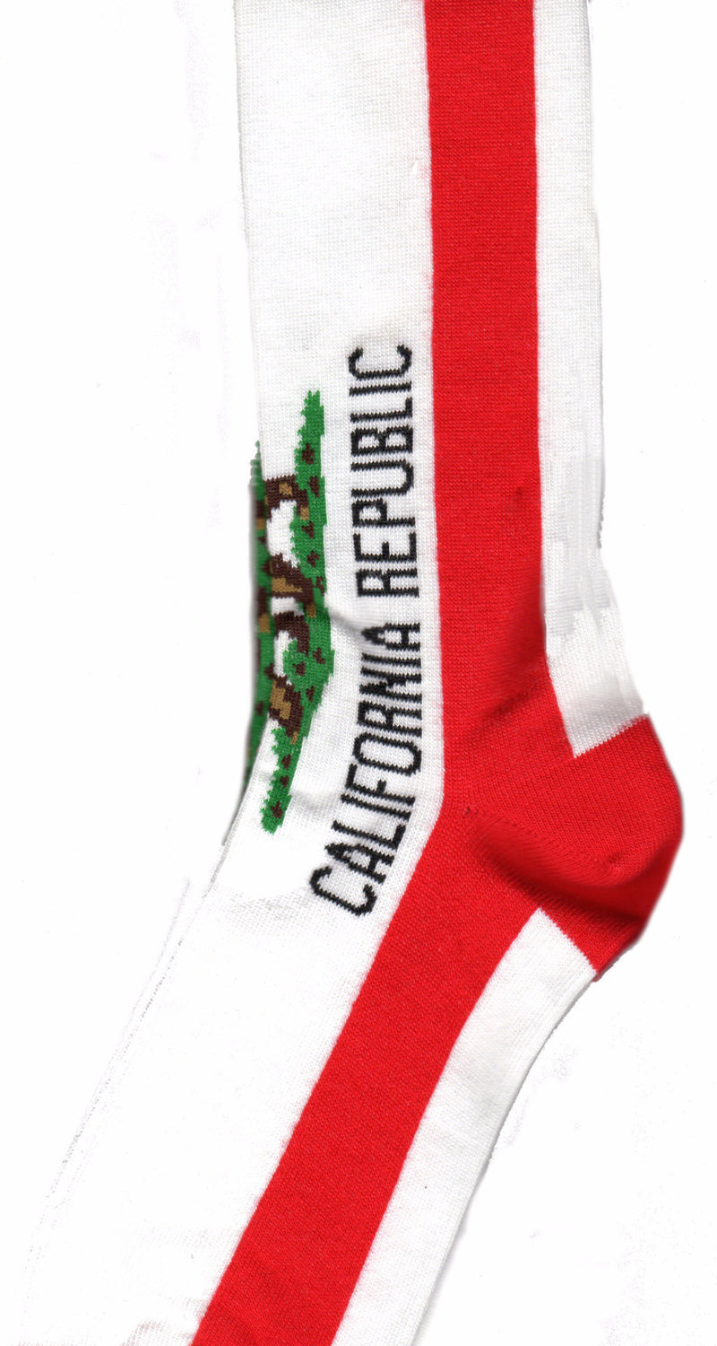 The California Flag Sock is a Soccer Sock Length. It fits great and feels good on your foot.