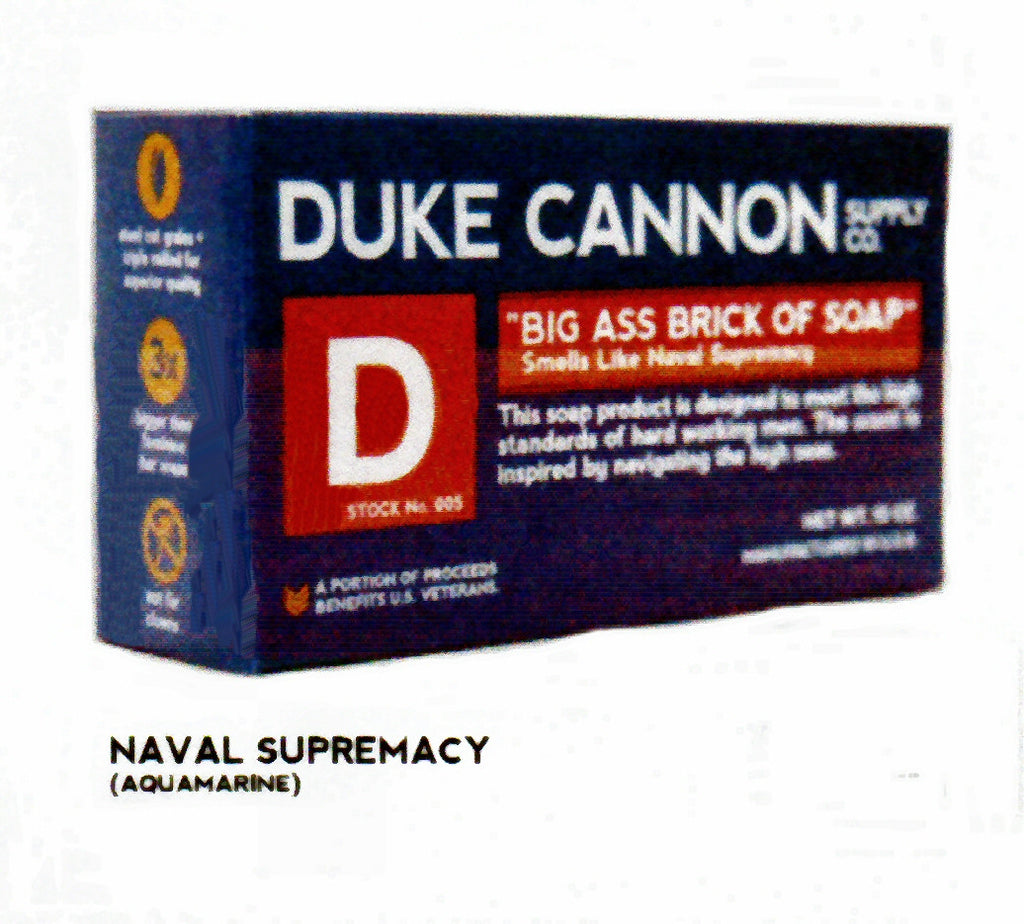 Duke Cannon Big Ass Brick of Soap Smells Like Naval Supremacy is 3X the size of a regular Soap Bar.