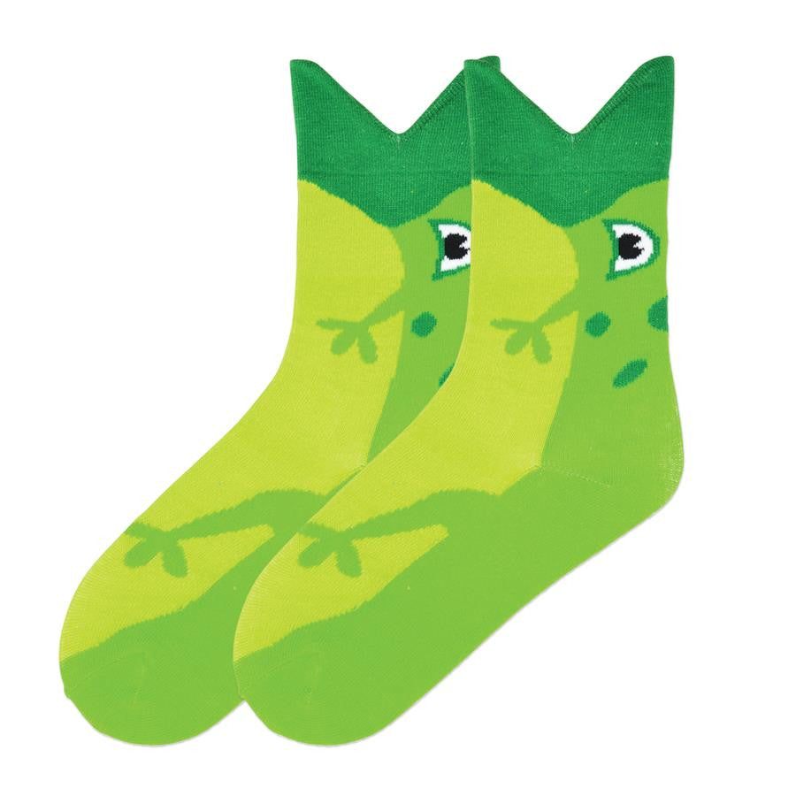 K Bell Wide Mouth Frog Sock is a Wild Bright Colored Sock. The Mouth is the Cuff of the Sock and the rest of the body makes the whole foot. You have been swallowed by a frog!