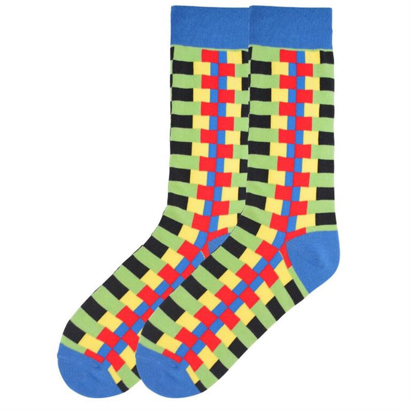 K Bell Mens Zipper Sock Dusky Blue is started with that in the Cuffs, Heels and Toes. It is in the Zipper Line with Many Block Colors
