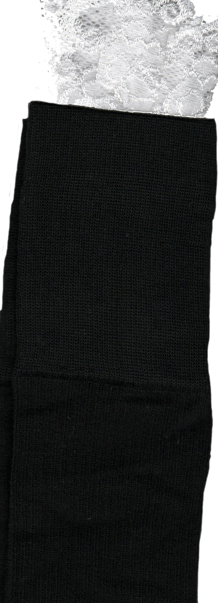 The Black Over the Knee Mock Rib with Lace is White Lace that can be worn over or up.