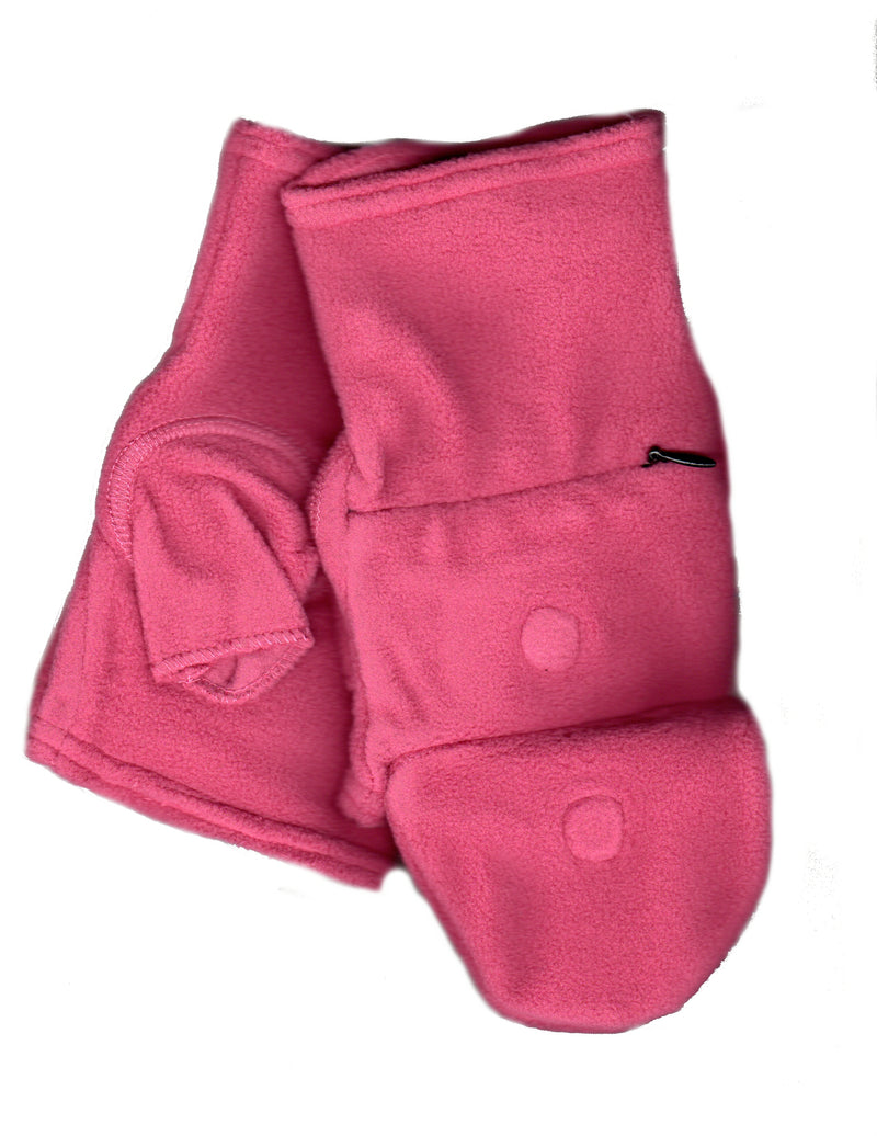 Blush Lauer Fingerless Glove with Cap showing Zipper and Magnet Closure 