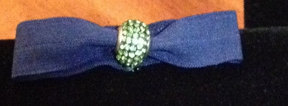 Navy Blue Ribbon with a Peridot Bead