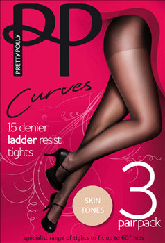 Pretty Polly Curves Tights Black and Sherry Hosiery 15 Denier Ladder Resist