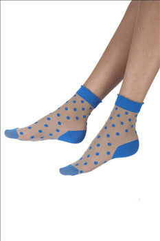 Pretty Polly Trends Spot Ankle High in Blue on Model