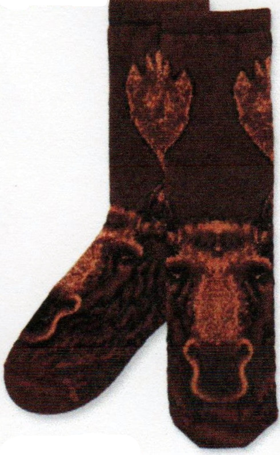This version of the sock is off a catalog Picture Showing the Face and Antlers and the Side view.