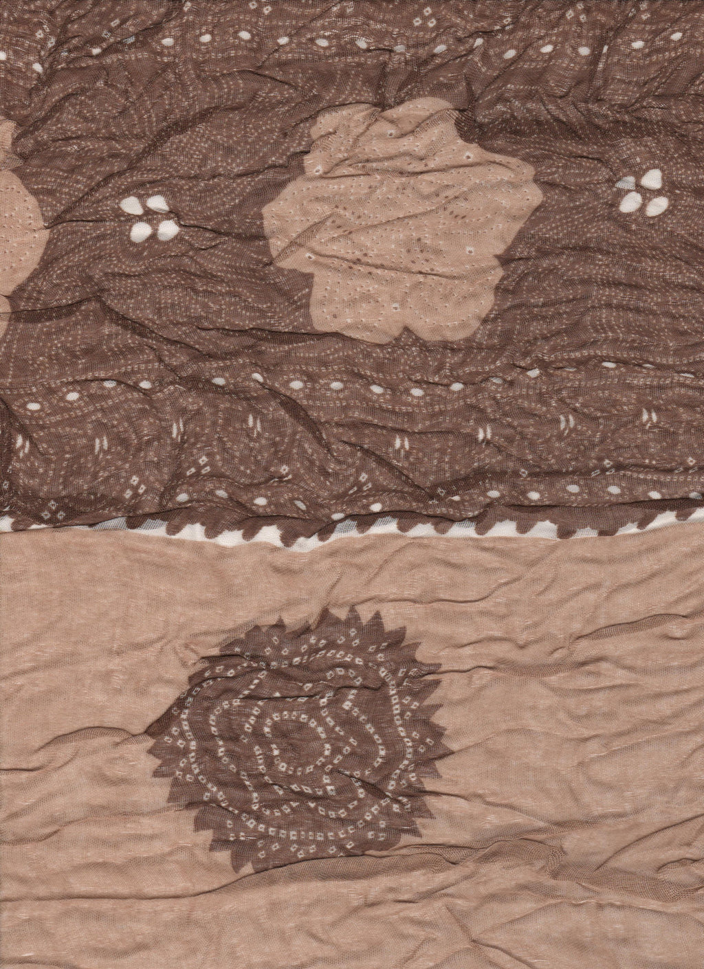 Rapti Stamped Crinkle Scarf in Brown Swatch