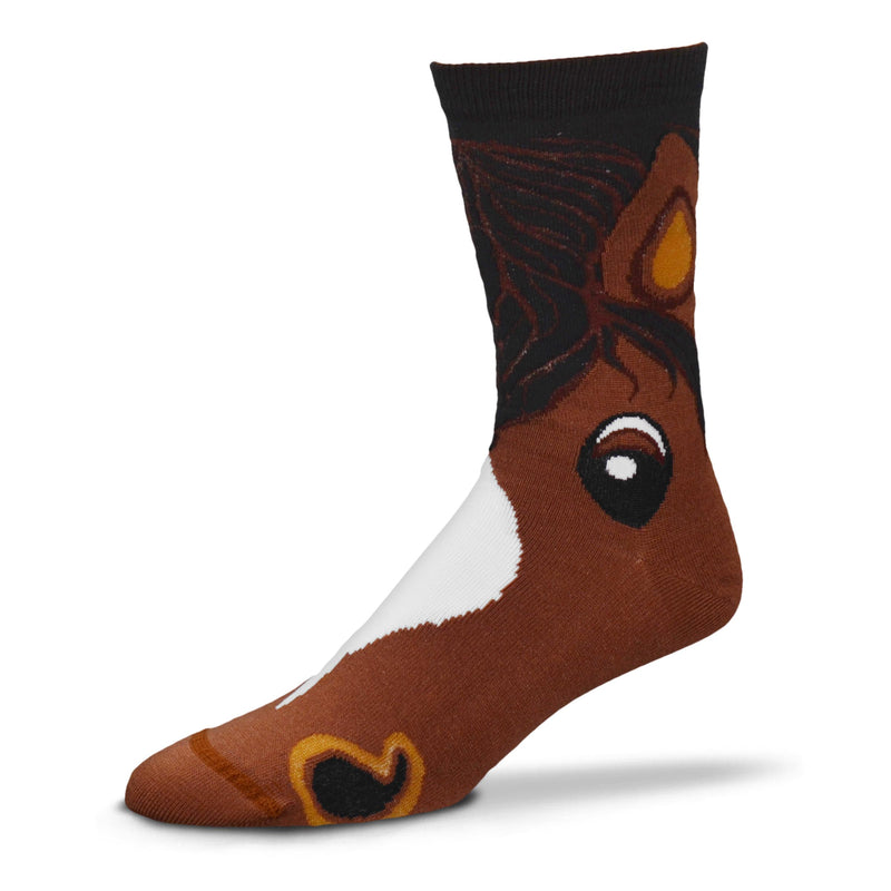 Sock with Cartoon Horse design on a white background