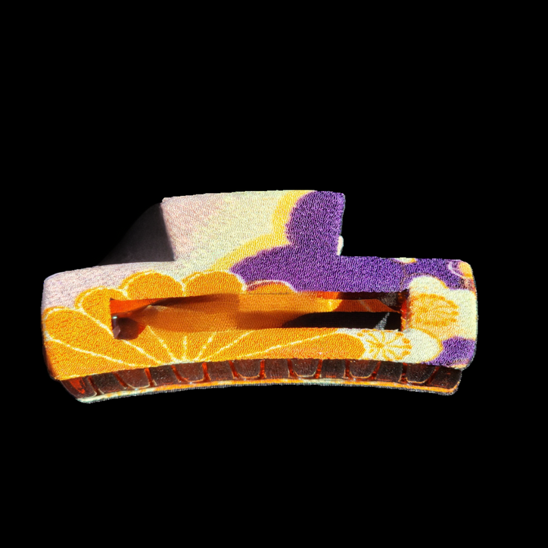 Kimono Clip Large Box Clip Yellow and Purple Sun Burst