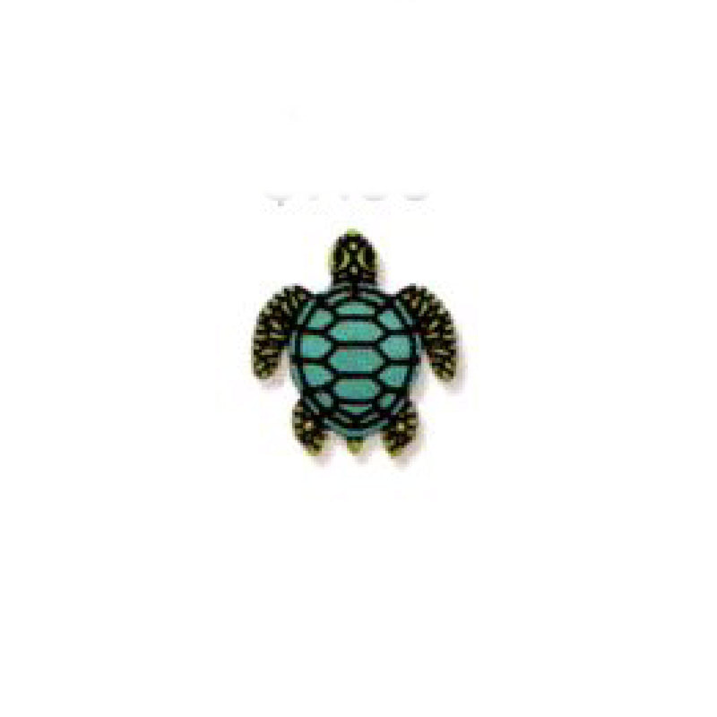 Green and Teal Sea Turtle Earring Post on a White background