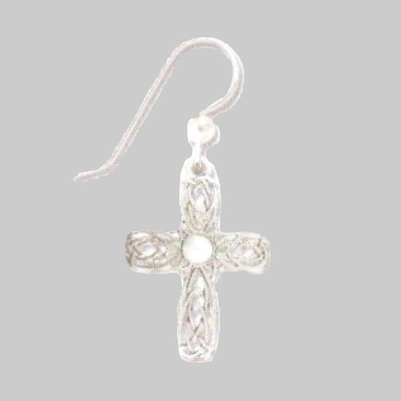 Silver Celtic Cross earrings on a white background