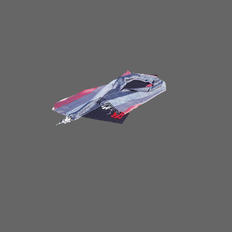 Colorful Rapti Scarf on Black with a Grey background 