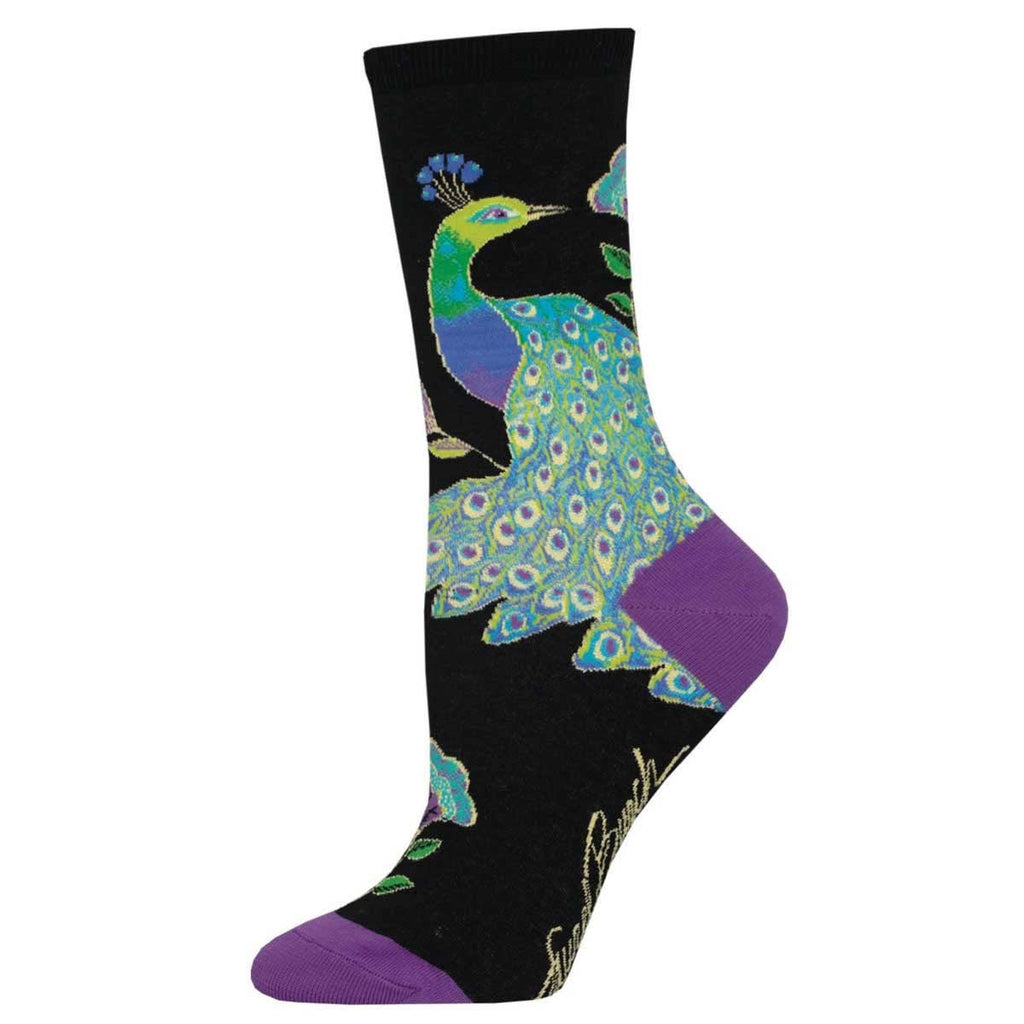 Women's Peacock Crew Socks – Black