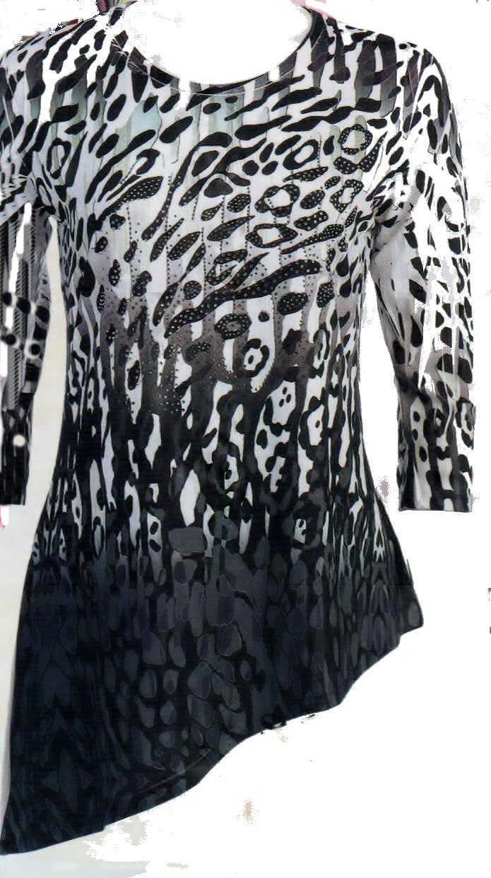 Black Cheetah Top by Jess and Jane is a fun wild animal print with Silver Rhinestones