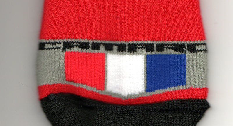 A better view of the Red White and Blue on Grey Emblem of Camaro above the Toes.