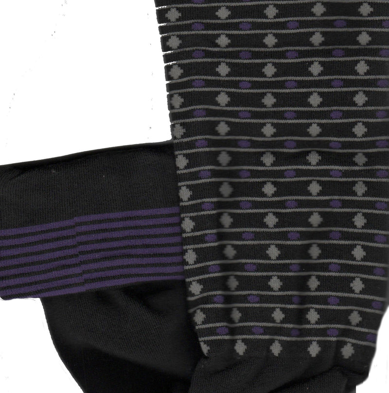 Close Up to Turn Cuff Over The Knee Sock in Black with Purple 