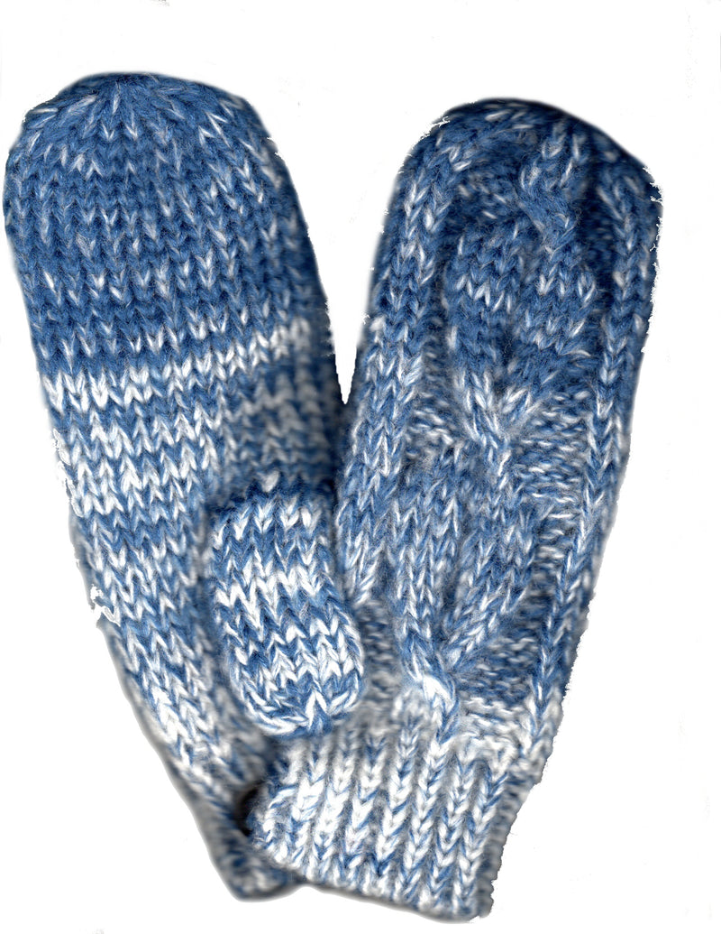 This is Lauer Acrylic Mitten with Fleece Lining in Blue. One Size Stretch