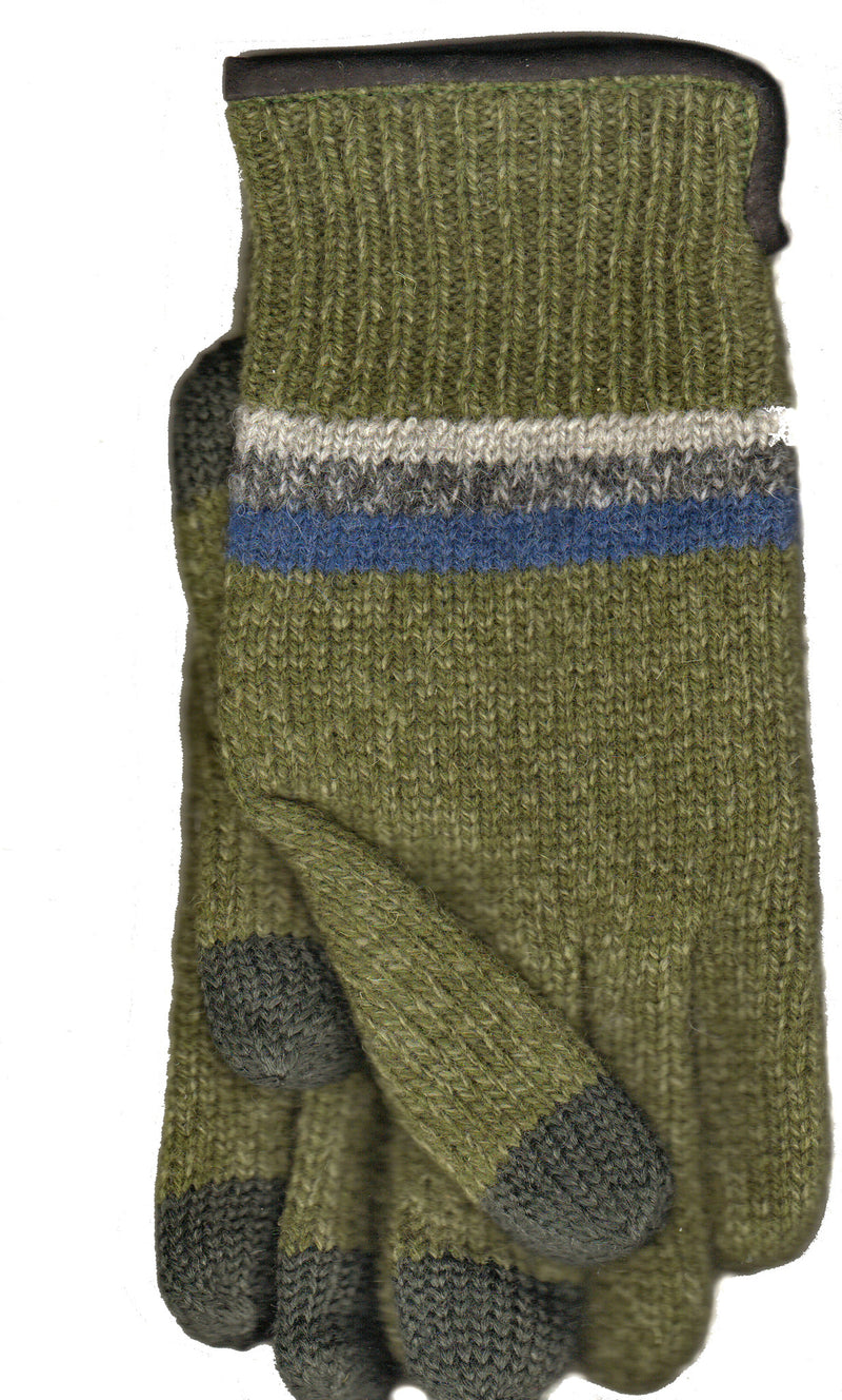 Green Lauer Mens Raggwool Touch Sensor with Suede Band Glove.