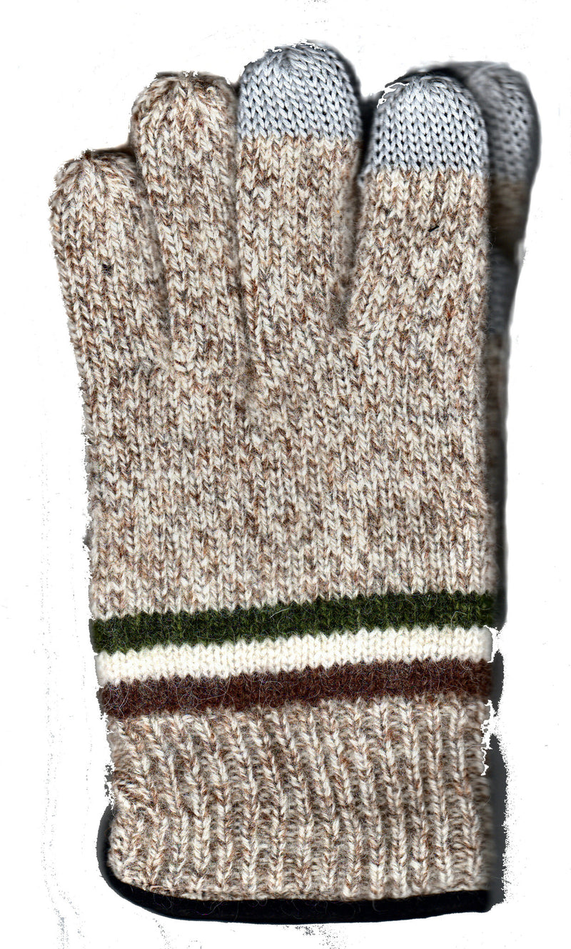 Natural Lauer Mens Raggwool Touch Sensor with Suede Band Glove 