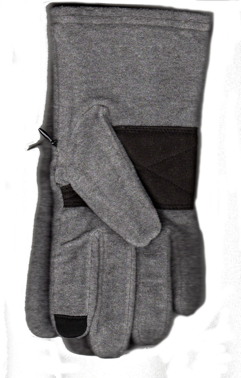Lauer Gloves Mens Microsuede on Stretch Microfleece with Touch Sensor comes with a Zippered Pocket where you can place Money, Keys or ID. This is Grey with Black Microsuede.
