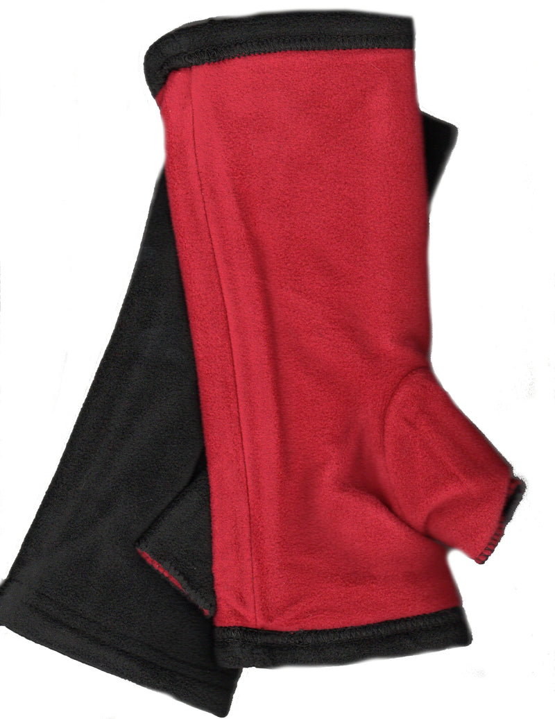 This is a Warm and Cozy Reversible Fingerless Glove and some people would call it an Arm Warmer too! This one comes in Black on the outside turn it inside out and Red with Black Accents are shown!