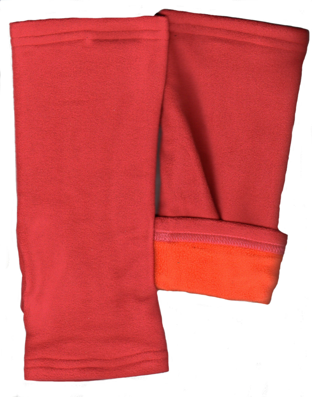 Lauer Reversible Microfleece Fingerless Gloves Stretch to fit. This is Red and Orange.