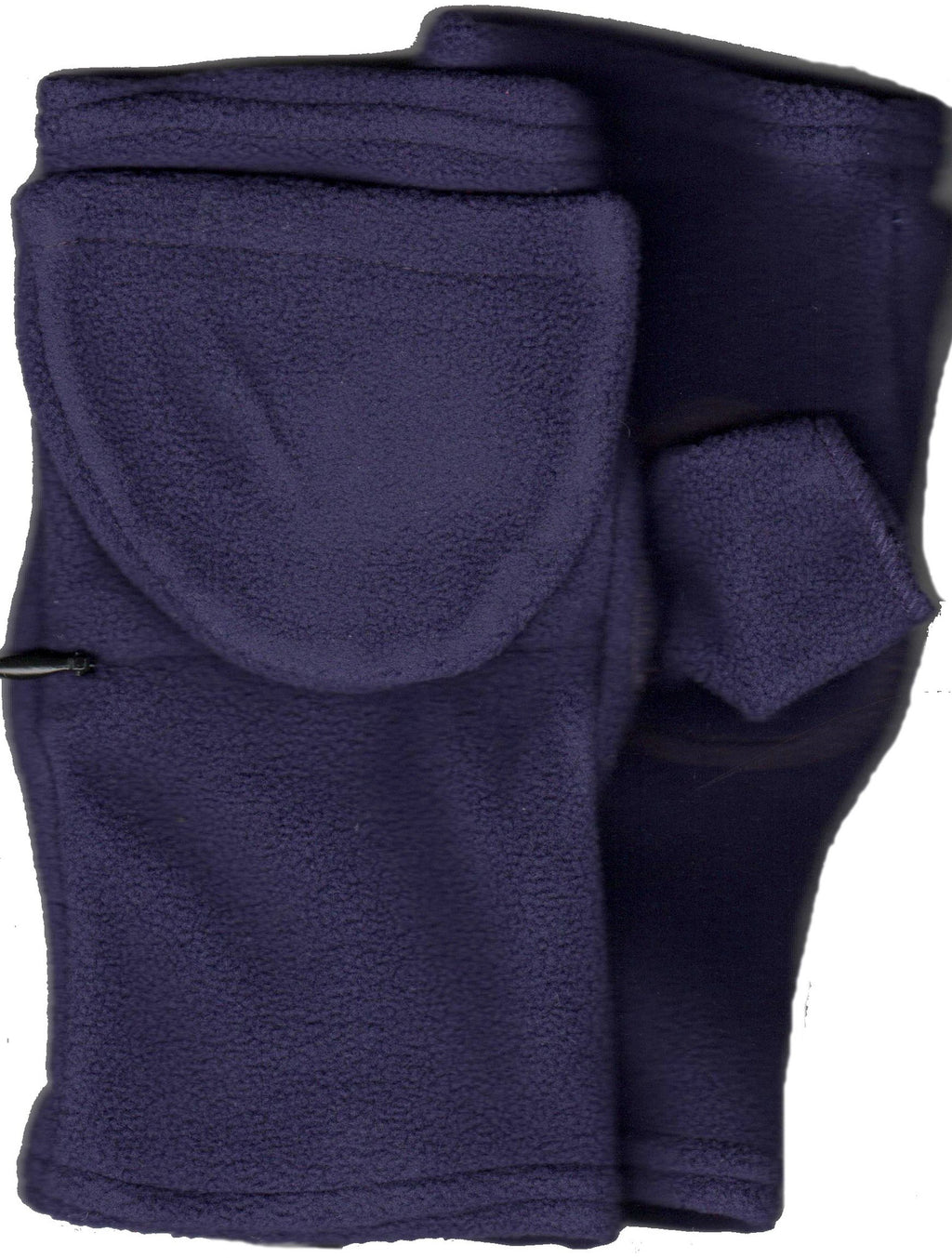 This Purple Lauer Glove is fingerless but comes with a cap that covers your fingers. When you need your hand free the magnet holds the Cap away. A Zippered Pocket holds cash or keys.