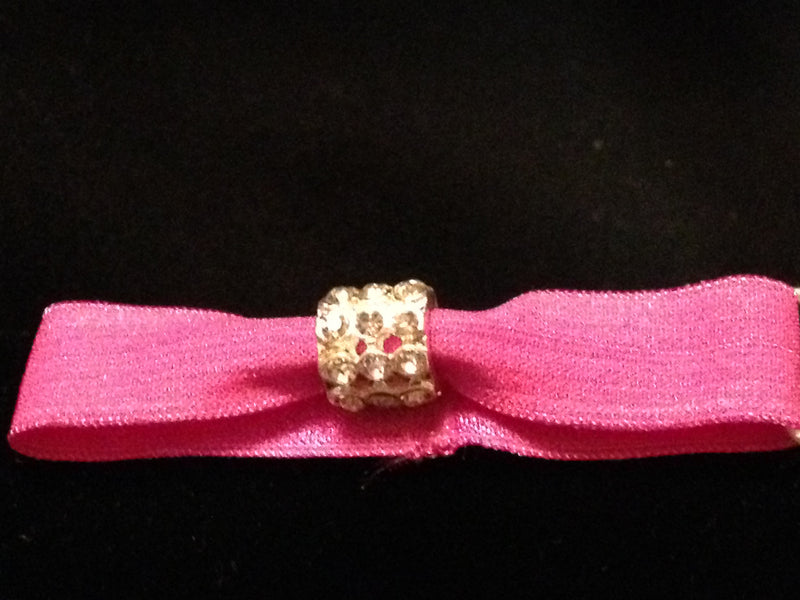 Bright Pink Hair Tie with See Through Crystal