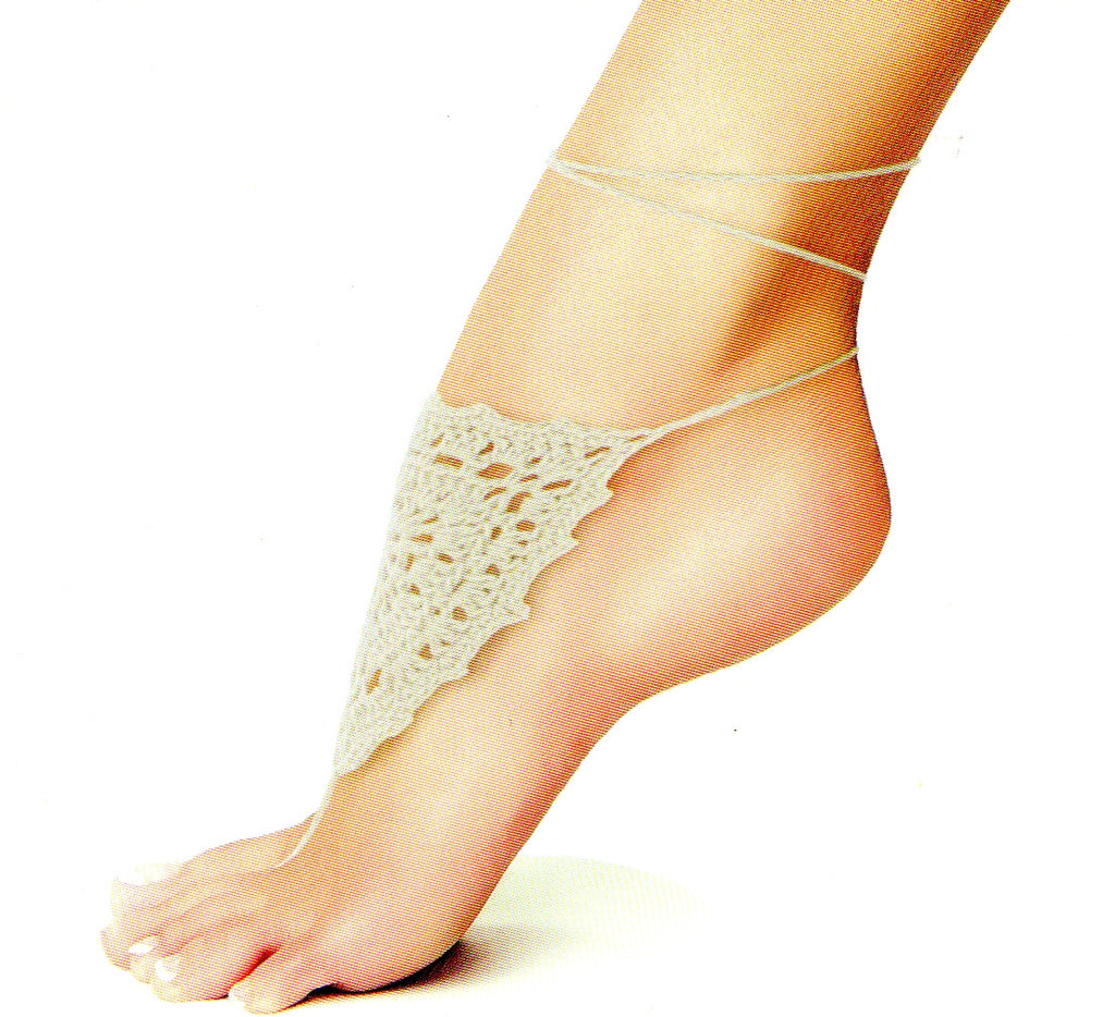 Me Moi Shield of Lace Crochet Foot Jewelry is a Natural Color shield of soft yarn over the top of your foot. It ties to the back to your foot.