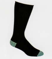 Comfort in a Basic Black Sock by Ozone which is not so basic.  No one will know but you that you have Light Teal and Grey Stripes on the Heels and Toes.