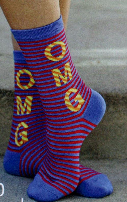 Model wearing OMG Crew Sock from K Bell