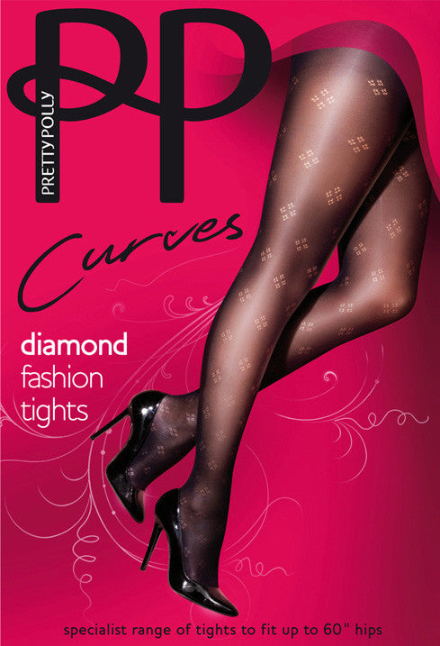 Pretty Polly Curves Diamond Fashion Tights have four small Diamonds that make up one big Diamond all over your leg. From the Toe to the start of the panty your leg is beautiful.