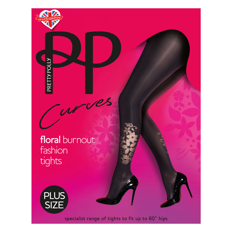 Pretty Polly Curves Floral Burnout Fashion Tights are Opaque until the Burnout at the Calf. Just a Floral Peak a boo.