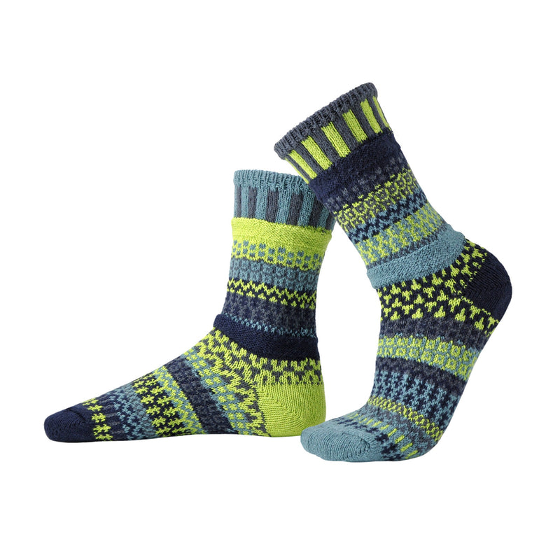 Solmate Adult Crew Lemongrass Socks are Mismatched with colors of the Lemongrass we use for cooking and aromatherapy. With added colors in nature.