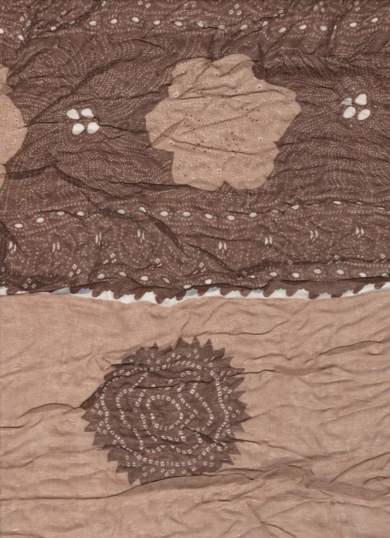 Rapti Stamped Crinkle Scarf in Brown Swatch