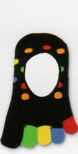Black and Multi Colored Toe Sock Dots Footie is a No Show Style Toe Sock made with Cozy Pockets for Single Toes.