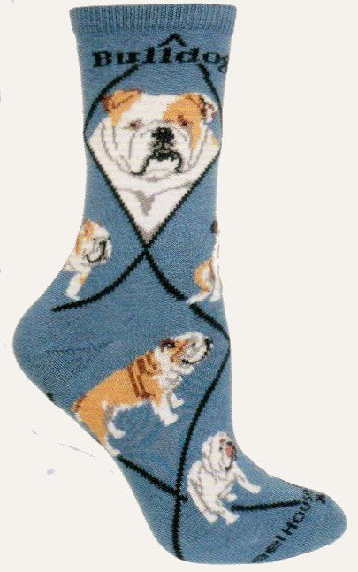 Bulldog on Blue is the same sock as Bulldog on Black but has Blue background. Still the Cute Profiles of our Hero the Bulldog with Black Diamond lines and Black Bold Bulldog on top. The Bulldog Poses are stances and walking to you.