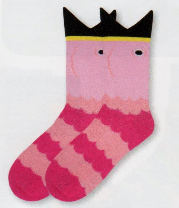 K Bell Medium Size Wide Mouth Flamingo Sock in Pink, Fuchsia, Black and Yellow.