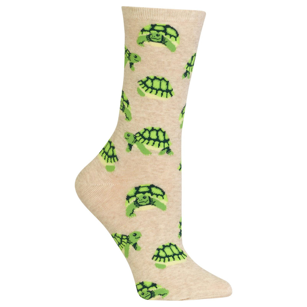 Green Yellow and Black Turtle on Natural background Socks
