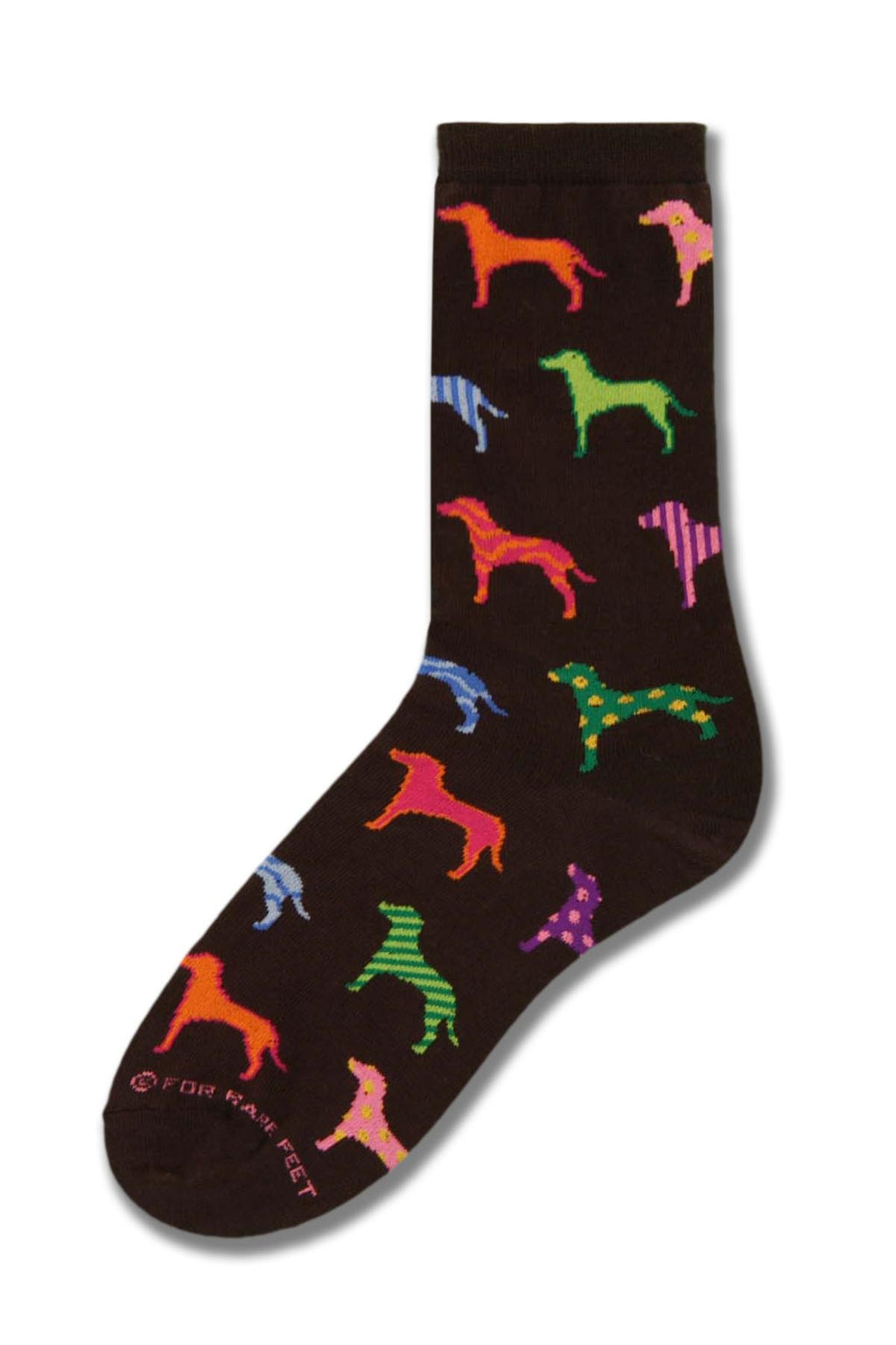 On a Black background Retro Dogs in almost every Color pop off the Black. FBF looks like Peter Max helped design this sock.