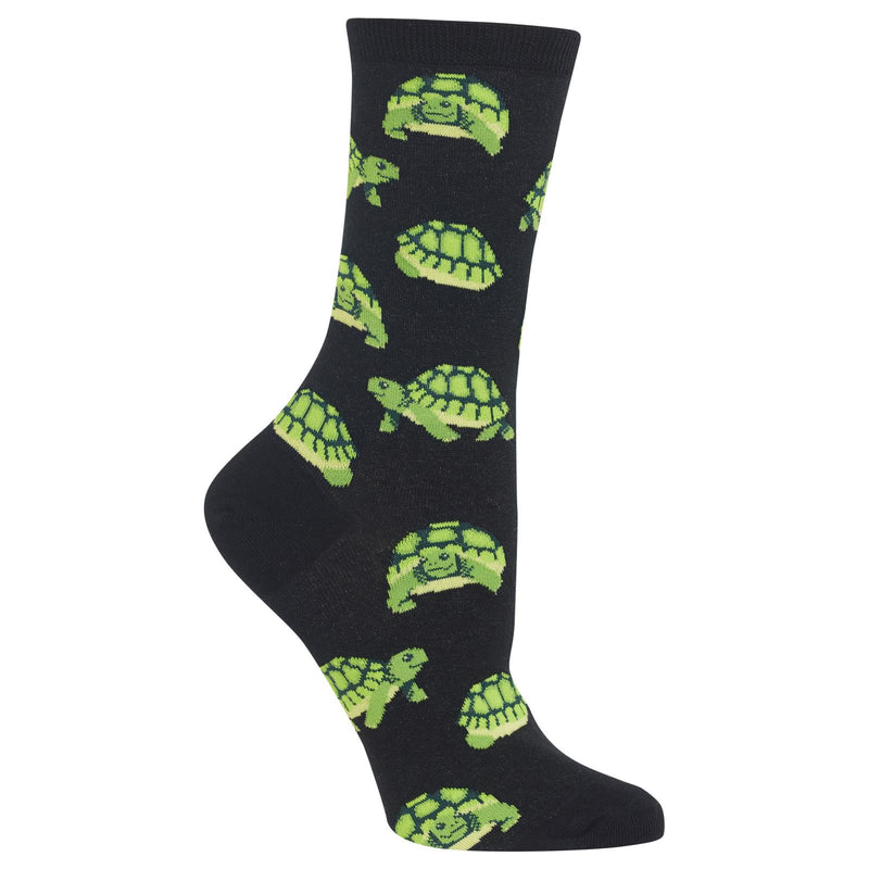 Green, Yellow and Black Turtles on a Black background Sock